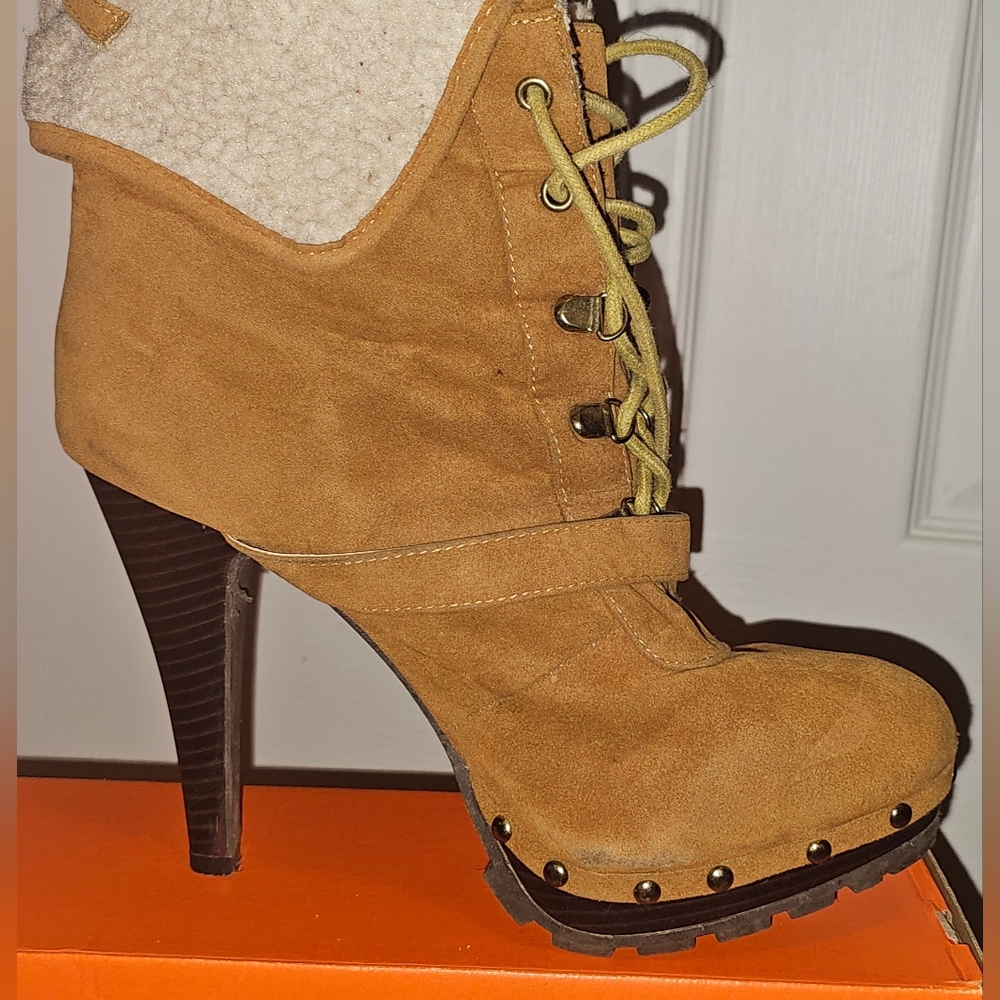 Stylish Tan High Heel Boots